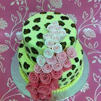 Leopard Print and Roses Cake