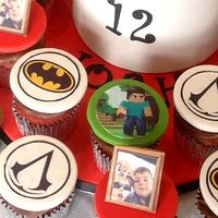 12 birthday cake and cupcakes