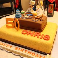 50th birthday cake for a person who loves baking and decorating cakes.