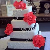 Fuschia Peony Wedding Cake