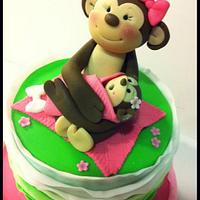 Pink & Green Mommy Monkey