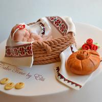 Baby Shower Cake with Bulgarian folk motifs