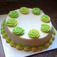 Vanilla cake with colored ganache