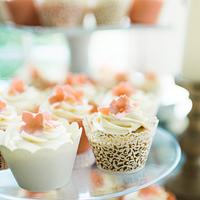 Peach and ivory wedding cupcakes 
