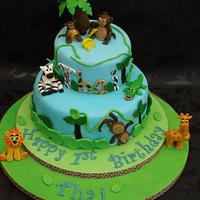 Jungle theme birthday cake