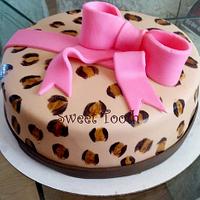Pink and Leopard Print Birthday Cake