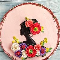 Women's day flower butter cream cake