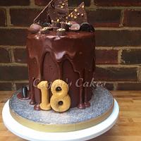 18th birthday chocolate ganache drip cake
