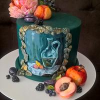 Cake with hand painting decoration 