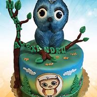 Christening cake with Owls