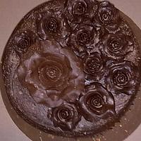 chocolate plastique roses cake