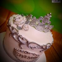 "Royal White and Silver cake"