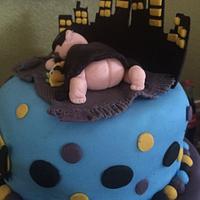 Baby shower batman cake 