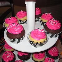 Zebra and Hot Pink Cupcake Tower
