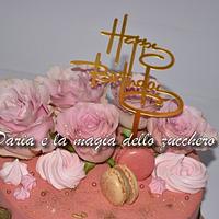 Romantic cake with flowers