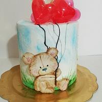 Torta orsetto  dipinto per san Valentino 