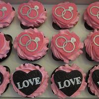 Black and Pink Bridal Shower Cupcakes