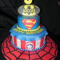 Super heroes themed cake