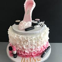 Pink ruffle shoe cake! 