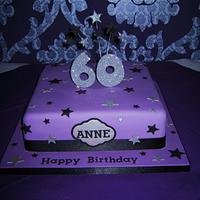 Purple Glitter 60th Birthday cake