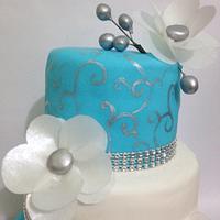 White and blue cake 