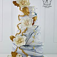 Carrara Marble & Gold Wedding Cake