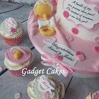 baby shower cake and cupcakes