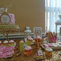 Sweet table Pink white & Gold 