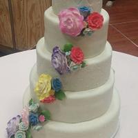 Wedding cake with flowers and a deer
