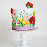 cake with wildflowers