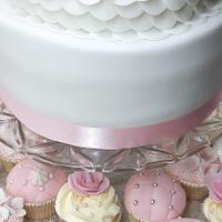 wedding cake & cupcakes
