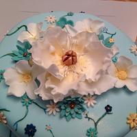 40th floral blue birthday cake. 