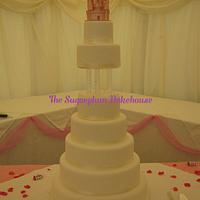 7 Tier White Wedding Cake - Love Heart and Fairytale theme