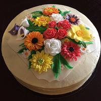 Gerbera and roses cake