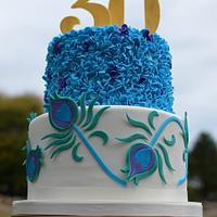 Peacock inspired birthday cake