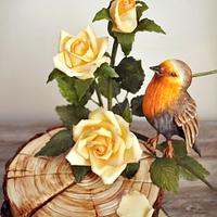 Bird with Roses