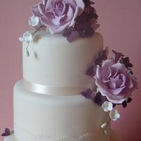 lilac rose wedding cake