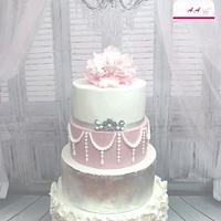 Wedding Cakes silver and pink