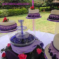 purple ombre ruffled cake