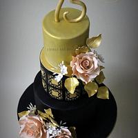 Black & Gold 75th Birthday Cake