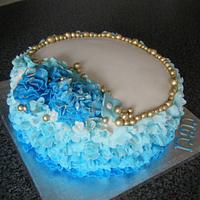 blue Ruffle Cake