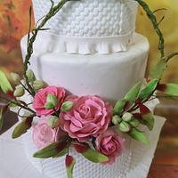Wedding Cake with Floral hoop