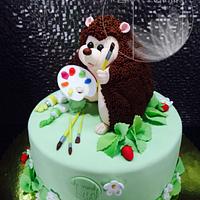 "Painter Hedgehog" birthday cake