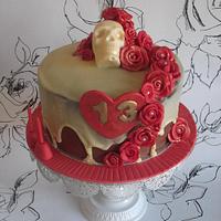 Chocolate Skull and Roses - My 1st ganached cake