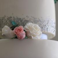 Sliver & white wedding cake