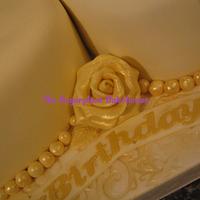 Hand Carved Cream and Gold 50 Cake