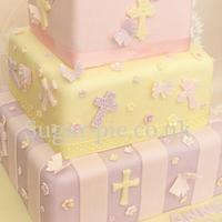 Pastel 3 tiered christening cake
