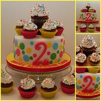 Fun & Colourful Birthday Cake & Cupcakes