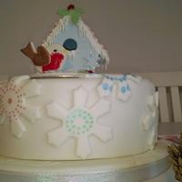 Christmas Birdhouse and Snowflakes