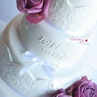 Special birthday cake with purple roses